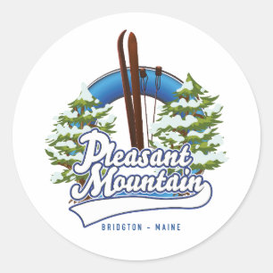 Pleasant Mountain Ski Bridgton logo. Ronde Sticker