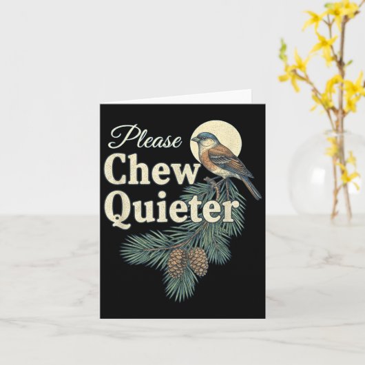Please Chew Quieter Christmas Funny Novelty  Kaart (Gele Bloem)