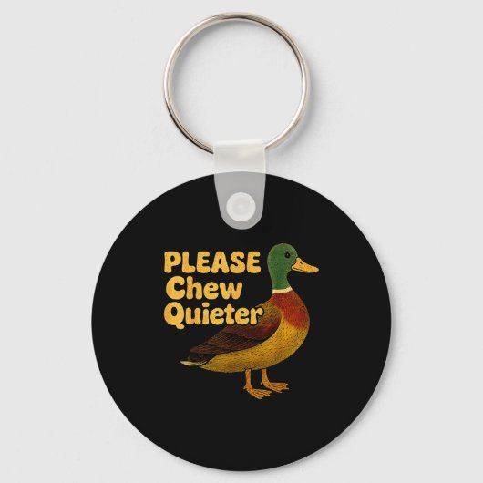 Please Chew Quieter Sarcastic Animal Quote Quirky Sleutelhanger (Voorkant)
