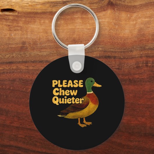 Please Chew Quieter Sarcastic Animal Quote Quirky Sleutelhanger (Voorkant)