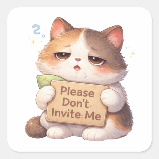 Please Don't Invite Me Cat Sticker (Voorkant)