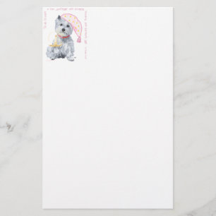 Pleasing Dreams Westie - in Roze Briefpapier