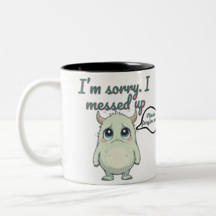 Plechtig Sorry – Minimalistisch Cute Monster Veron Tweekleurige Koffiemok