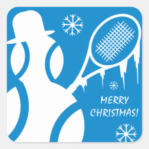 Plechtige kerstfeestdag in Tennis Vierkante Sticker