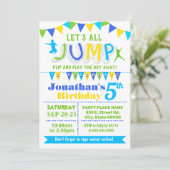 Plechtige verjaardag trampoline springfeest kaart (Staand voorkant)