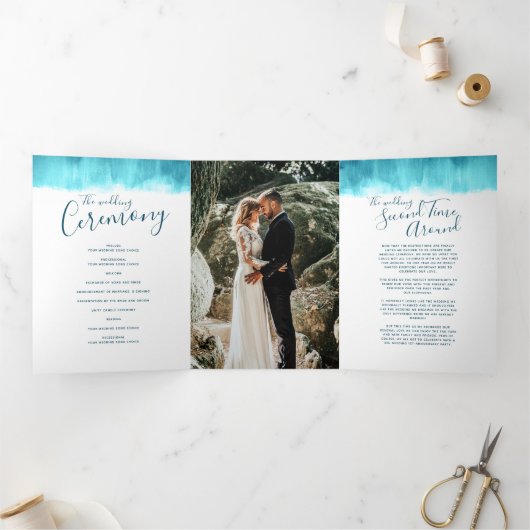 Plechtigheid voor hernieuwing van huwelijk blauwgr drieluik programma (Binnen)