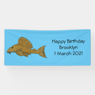 Pleco meerval cartoonillustratie spandoek