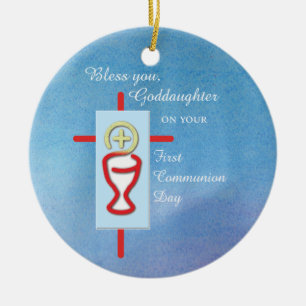 Pleegdochter, Eerste Heilige Communie, Turquoise Keramisch Ornament