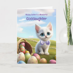 Pleegdochter Gelukkig Pasen met knuffel kitten Kaart