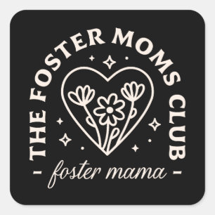 Pleegzorg adoptie moeder club matching vierkante sticker