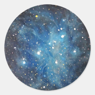 Pleiades Space Art Constellation Schilderij Print Ronde Sticker