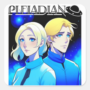 Pleiadische Alien Race en UFO Vierkante Sticker