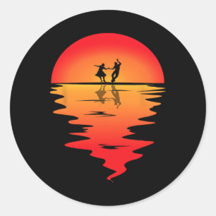 Plein Dansen Sunset Square Danser Plein Ronde Sticker