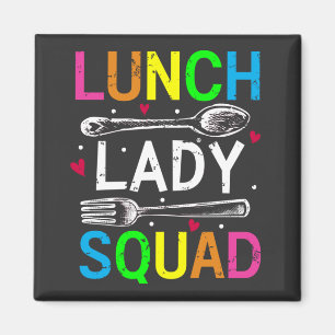 Plein van de arbeiders in de Lunch Lady Squad Cafe Magneet