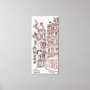 Plein van Manises in de oude stad   Valencia, Span Canvas Afdruk