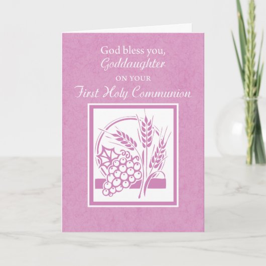 Pleincommuniekaart voor peetdochter, Roze Kaart (Voorkant)