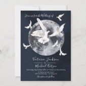 Pleine lune céleste avec colombes invitations de m (Devant)