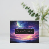 Pleine lune céleste étoiles Carte de remerciements (Debout devant)