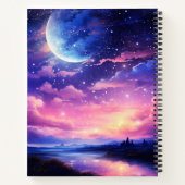 Pleine lune céleste étoiles nuages carnet de croqu (Dos)
