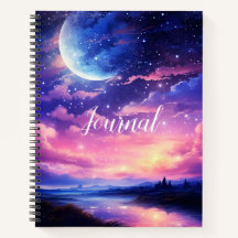 Pleine lune céleste étoiles nuages Journal mystiqu