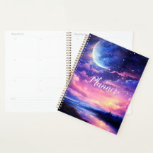 Pleine lune Céleste Étoiles Nuages Mystique Violet