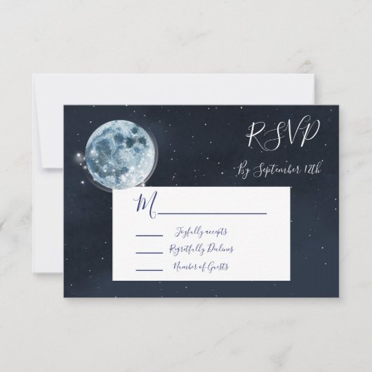 Pleine lune céleste Stars réponse Mariage RSVP (Devant)