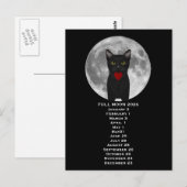 Pleine Lune Chat 2026 Carte Postale (Devant / Derrière)