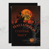 Pleine lune de feu Halloween Fête Invitation (Devant / Derrière)