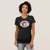 Pleine lune et chat C Monogramme initial T-shirt (Devant entier)