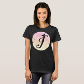 Pleine lune et chat I Monogramme initial T-shirt (Devant entier)