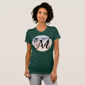Pleine lune et chat M Monogramme initial T-shirt (Devant entier)