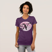 Pleine lune et chat N Monogramme initial T-shirt (Devant entier)
