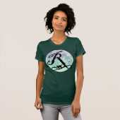 Pleine lune et chat R Monogramme initial T-shirt (Devant entier)