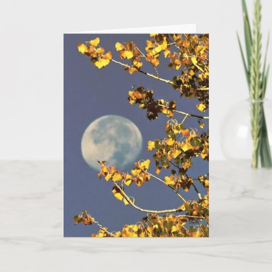 Pleine lune et Feuilles d'automne Carte de voeux (Devant)