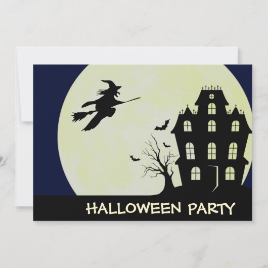 Pleine lune et Haunted House Halloween Invitations (Devant)