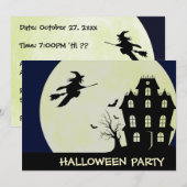 Pleine lune et Haunted House Halloween Invitations (Devant / Derrière)