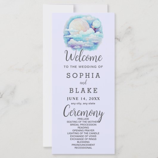 Pleine lune Étoiles célestes Lavande Programme de  (Devant)