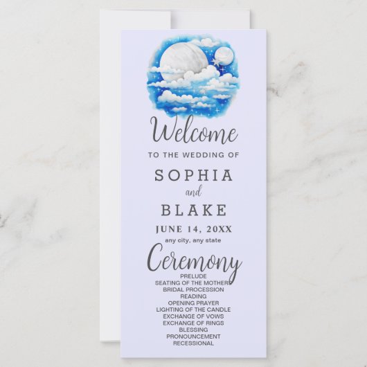 Pleine lune Étoiles célestes Lavande Programme de (Devant)