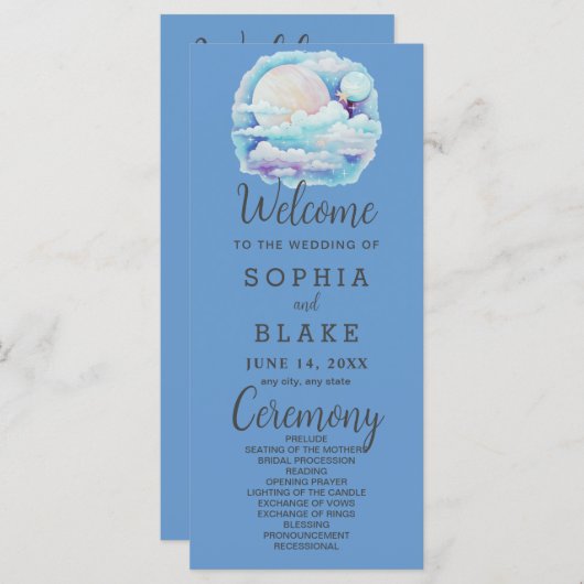 Pleine lune Étoiles célestes Programme de mariage  (Devant / Derrière)