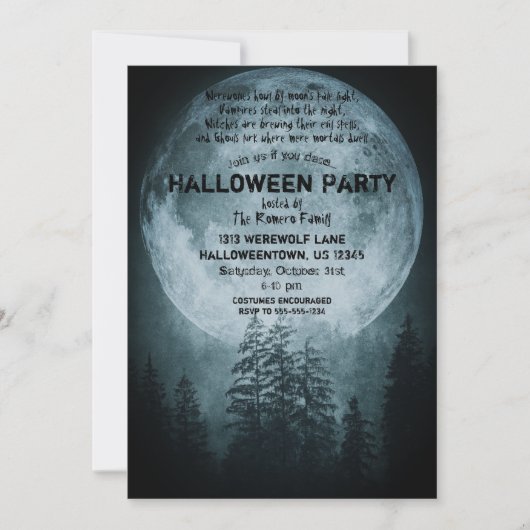 Pleine lune Halloween Fête Invitation (Devant)