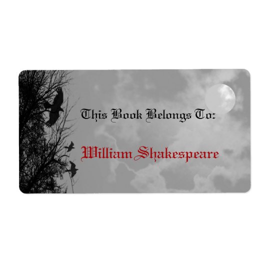 Pleine lune Halloween Ravens Étiquette plaque pers (Devant)