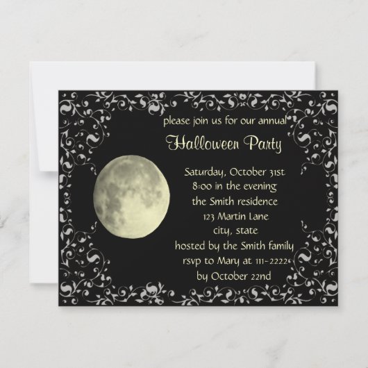 Pleine lune Modèle de carte d'invitation (Devant)