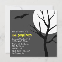 Pleine lune Nuit Éffrayante Halloween Invitations
