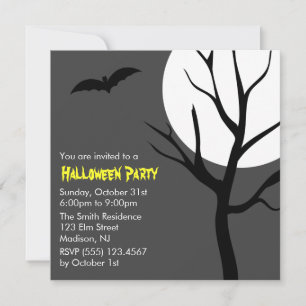 Pleine lune Nuit Éffrayante Halloween Invitations 