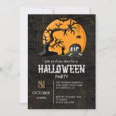 Pleine lune Scary Halloween Fête Invitation (Devant)