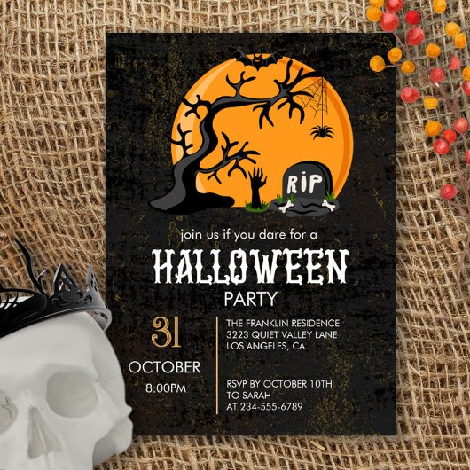 Pleine lune Scary Halloween Fête Invitation