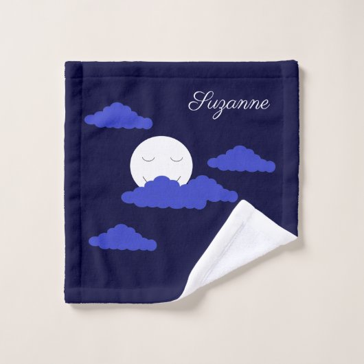 Pleine lune souriante avec nuages foncés (Gant de toilette)