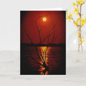 Pleine lune sur le lac carte pour notes (Fleur jaune)