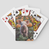 **"Plek van vreugde: een gelukkig babyvarken onder Pokerkaarten (Achterkant)