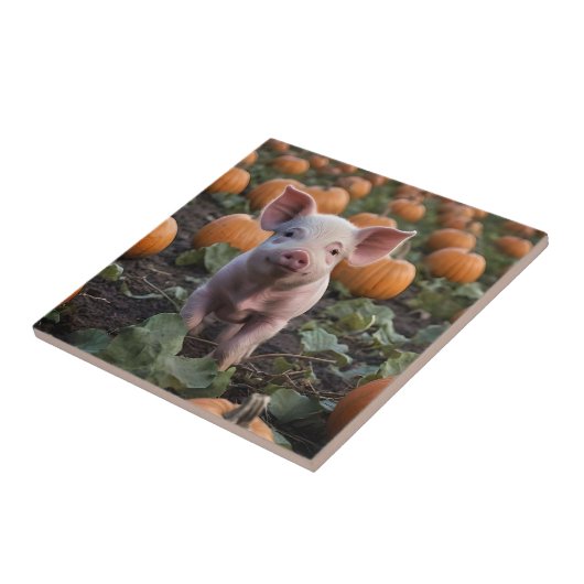 **"Plek van vreugde: een gelukkig babyvarken onder Tegeltje (Zijkant)